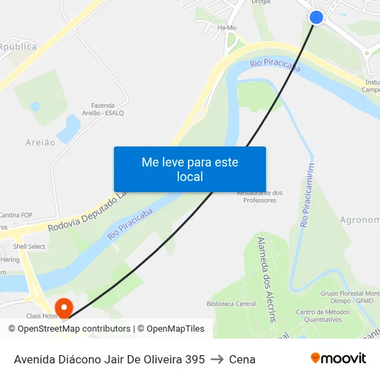 Avenida Diácono Jair De Oliveira 395 to Cena map