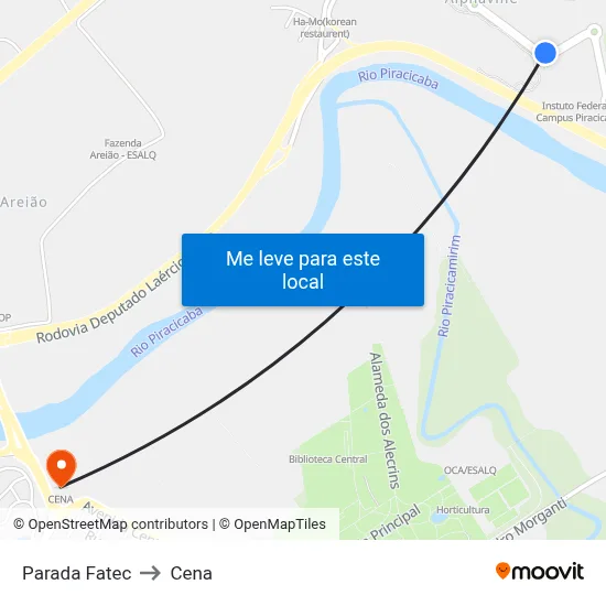 Parada Fatec to Cena map