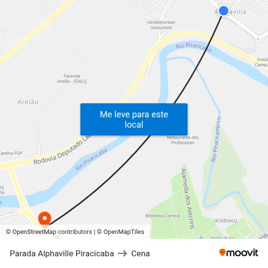 Parada Alphaville Piracicaba to Cena map