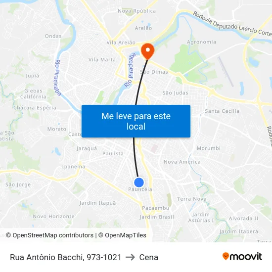 Rua Antônio Bacchi, 973-1021 to Cena map