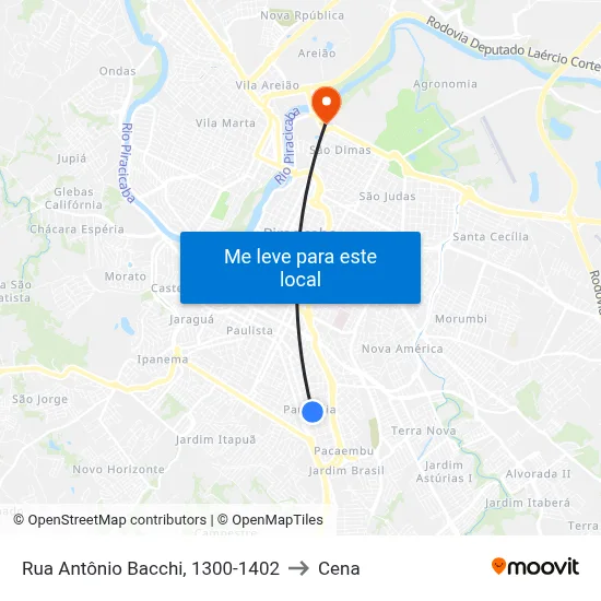 Rua Antônio Bacchi, 1300-1402 to Cena map
