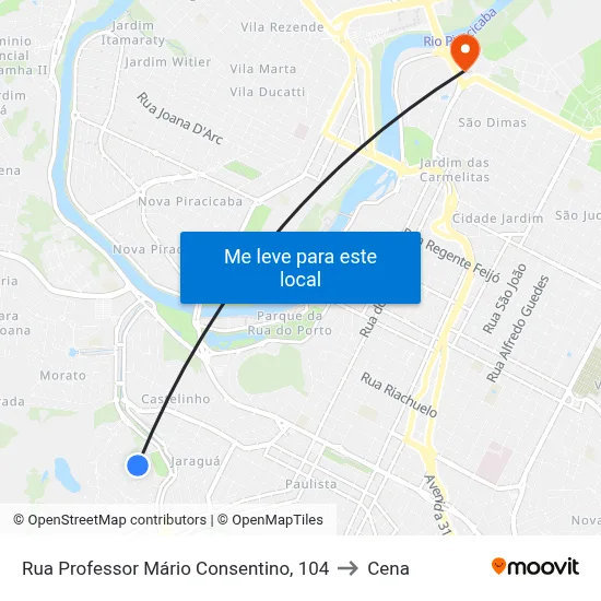 Rua Professor Mário Consentino, 104 to Cena map