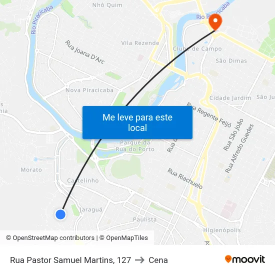 Rua Pastor Samuel Martins, 127 to Cena map