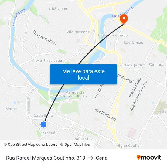Rua Rafael Marques Coutinho, 318 to Cena map