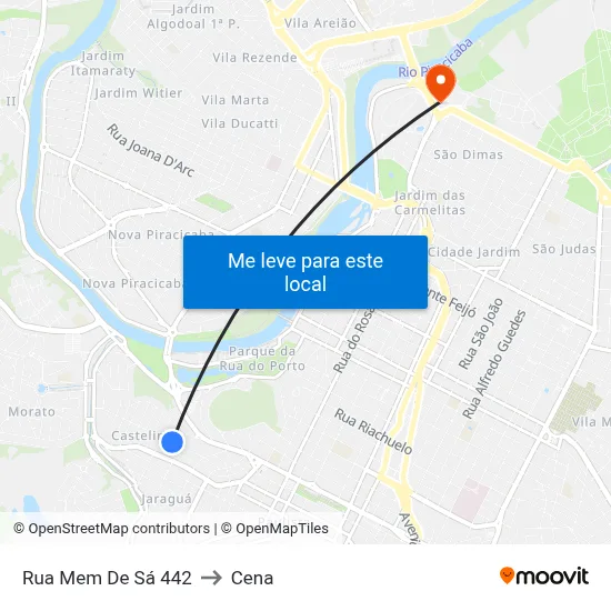 Rua Mem De Sá 442 to Cena map