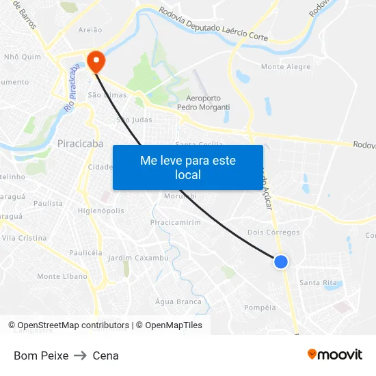 Bom Peixe to Cena map