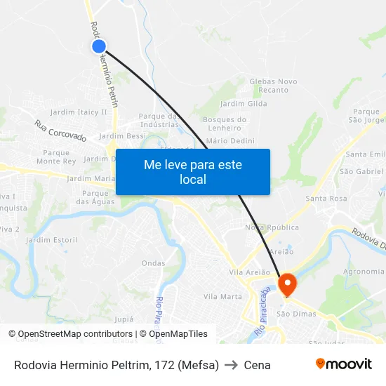 Rodovia Herminio Peltrim, 172 (Mefsa) to Cena map