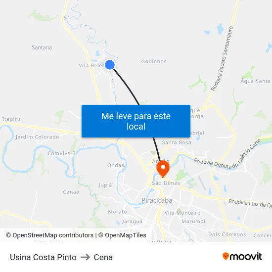 Usina Costa Pinto to Cena map