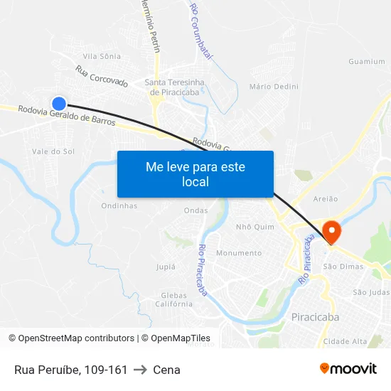 Rua Peruíbe, 109-161 to Cena map