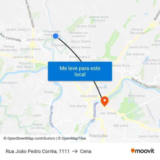 Rua João Pedro Corrêa, 1111 to Cena map