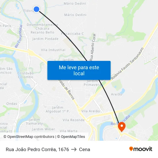 Rua João Pedro Corrêa, 1676 to Cena map