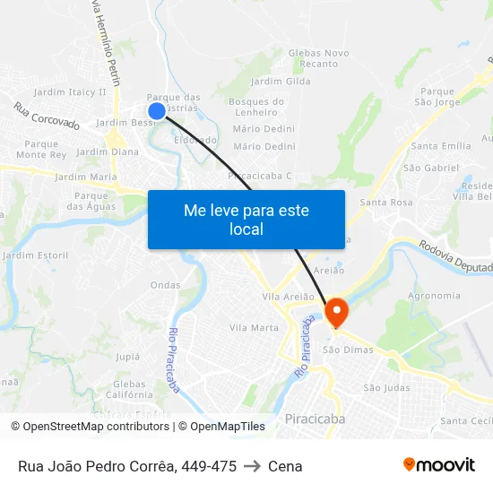 Rua João Pedro Corrêa, 449-475 to Cena map