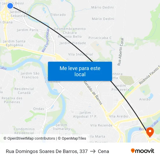 Rua Domingos Soares De Barros, 337 to Cena map