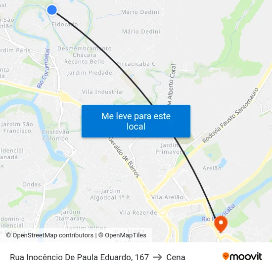 Rua Inocêncio De Paula Eduardo, 167 to Cena map
