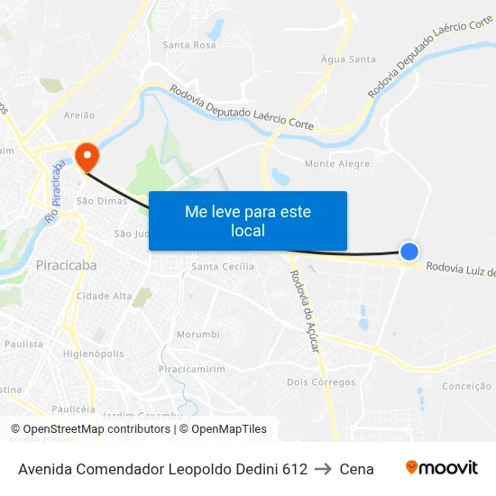 Avenida Comendador Leopoldo Dedini 612 to Cena map