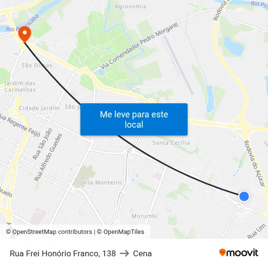 Rua Frei Honório Franco, 138 to Cena map