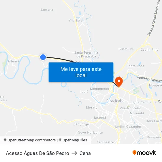 Acesso Águas De São Pedro to Cena map