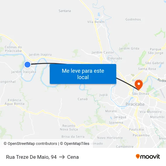 Rua Treze De Maio, 94 to Cena map