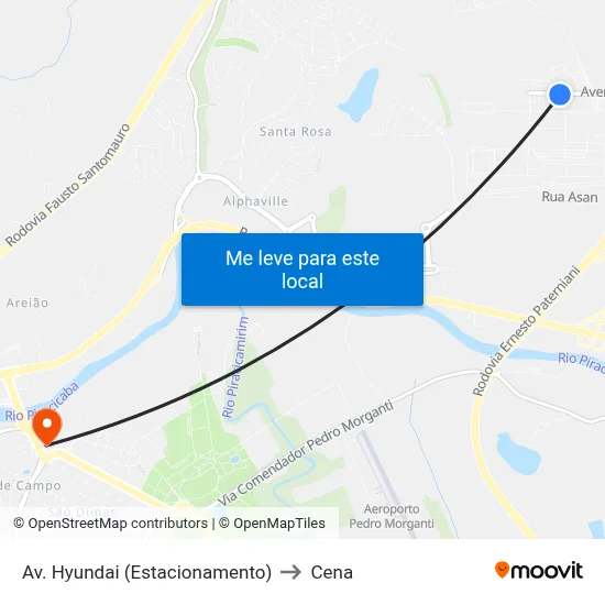 Av. Hyundai (Estacionamento) to Cena map