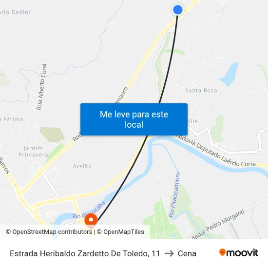 Estrada Heribaldo Zardetto De Toledo, 11 to Cena map