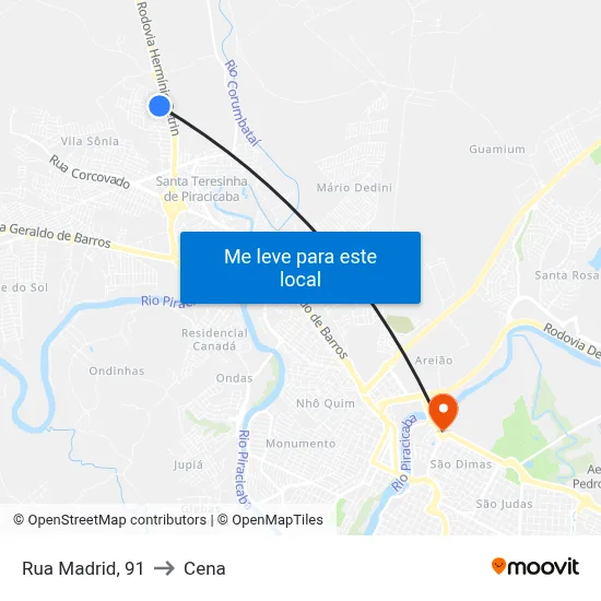 Rua Madrid, 91 to Cena map