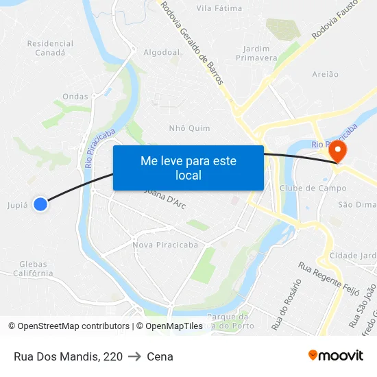 Rua Dos Mandis, 220 to Cena map