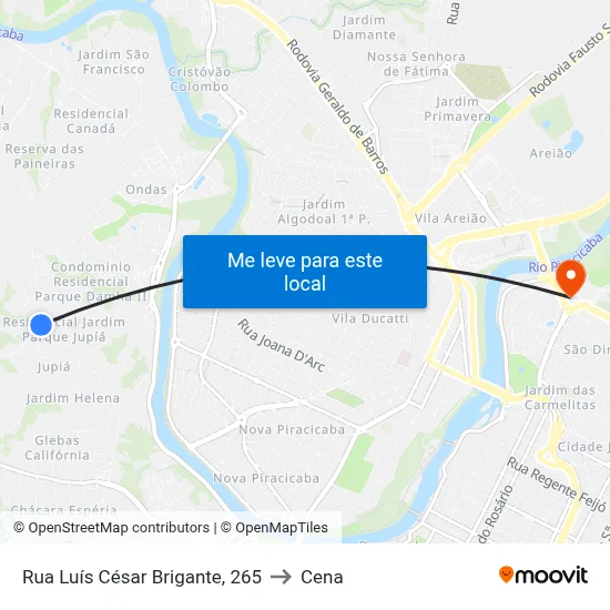 Rua Luís César Brigante, 265 to Cena map