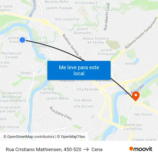 Rua Cristiano Mathiensen, 450-520 to Cena map