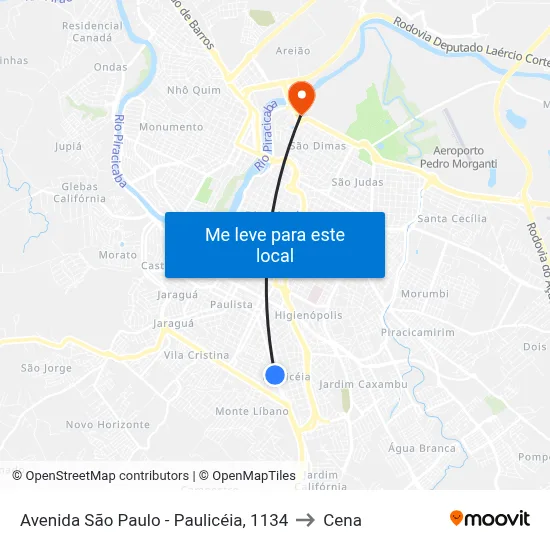 Avenida São Paulo - Paulicéia, 1134 to Cena map