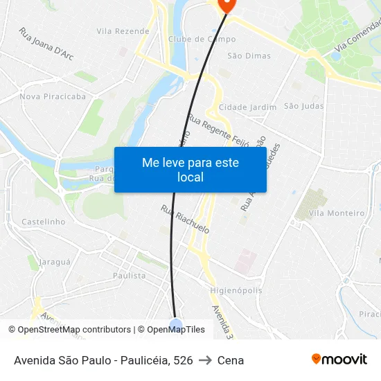 Avenida São Paulo - Paulicéia, 526 to Cena map