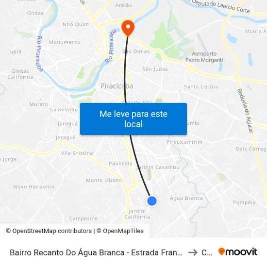 Bairro Recanto Do Água Branca - Estrada Francisco Luiz Rasera, 547 to Cena map