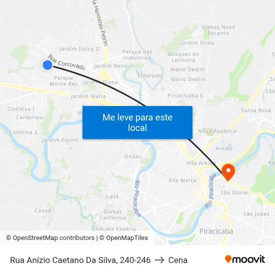Rua Anízio Caetano Da Silva, 240-246 to Cena map