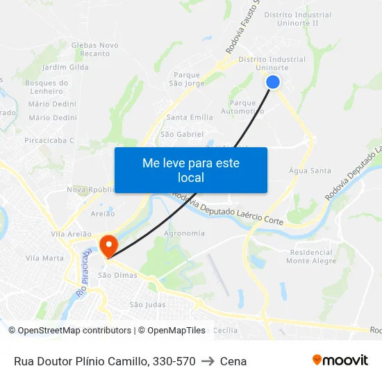 Rua Doutor Plínio Camillo, 330-570 to Cena map