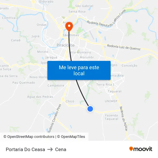 Portaria Do Ceasa to Cena map