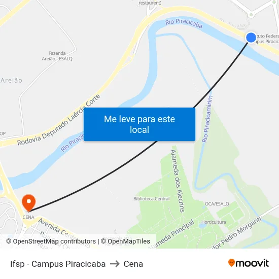 Ifsp - Campus Piracicaba to Cena map