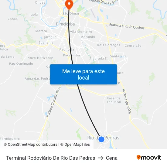 Terminal Rodoviário De Rio Das Pedras to Cena map