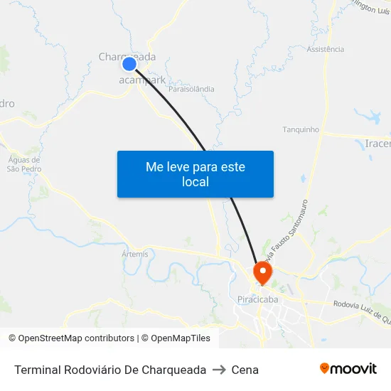 Terminal Rodoviário De Charqueada to Cena map