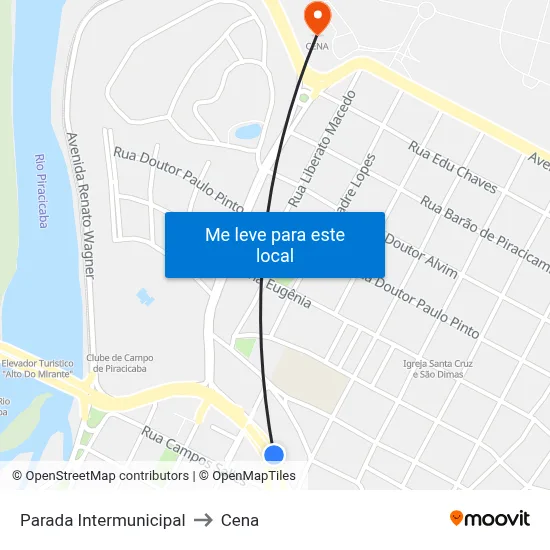 Parada Intermunicipal to Cena map