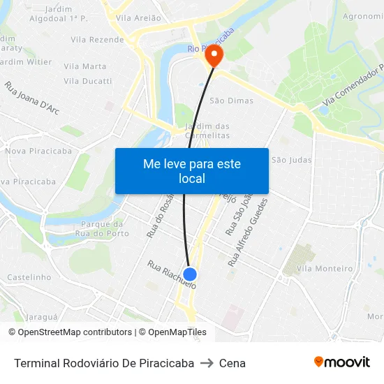 Terminal Rodoviário De Piracicaba to Cena map