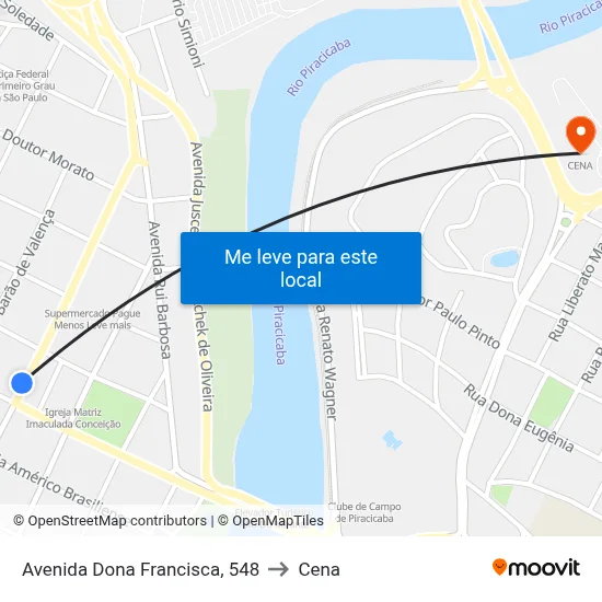 Avenida Dona Francisca, 548 to Cena map