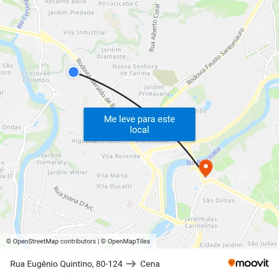 Rua Eugênio Quintino, 80-124 to Cena map
