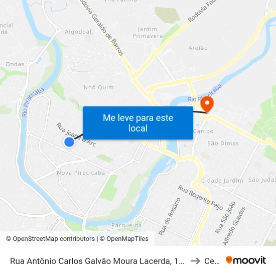 Rua Antônio Carlos Galvão Moura Lacerda, 147-205 to Cena map