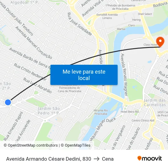 Avenida Armando Césare Dedini, 830 to Cena map