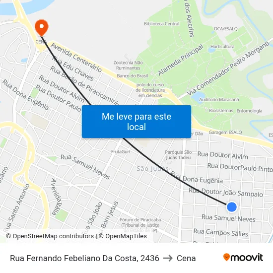 Rua Fernando Febeliano Da Costa, 2436 to Cena map