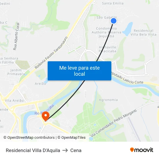 Residencial Villa D'Aquila to Cena map