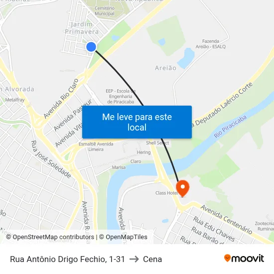Rua Antônio Drigo Fechio, 1-31 to Cena map