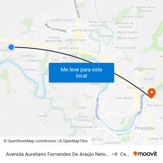 Avenida Aureliano Fernandes De Araújo Neto 342 to Cena map