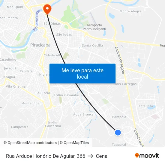 Rua Arduce Honório De Aguiar, 366 to Cena map