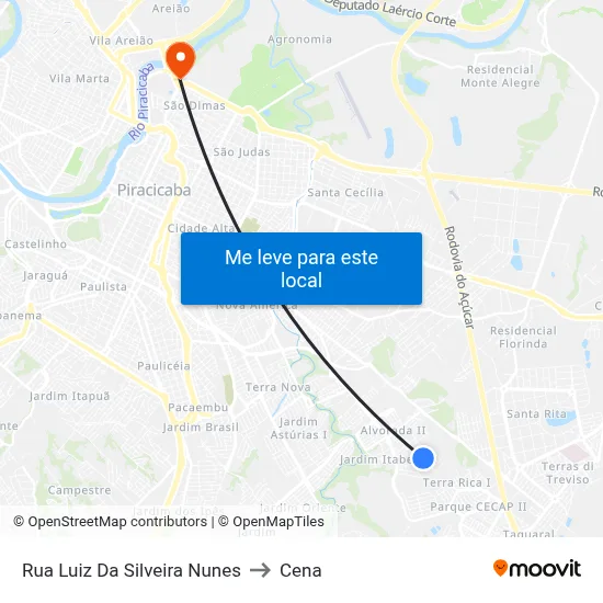 Rua Luiz Da Silveira Nunes to Cena map