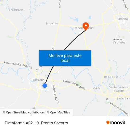 Plataforma A02 to Pronto Socorro map